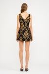 Black & Gold Jacquard Dress