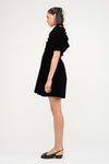 Black Velvet Smocked Mini Dress