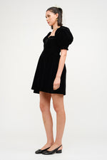 Black Velvet Smocked Mini Dress