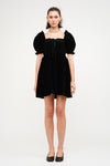 Black Velvet Smocked Mini Dress