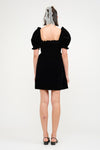 Black Velvet Smocked Mini Dress