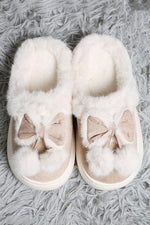 Tan Bow Slippers