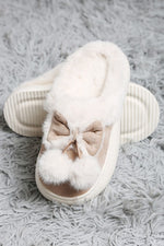 Tan Bow Slippers