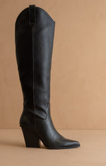 Western Black Knee High Boots