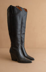 Western Black Knee High Boots