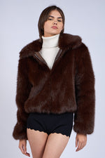 Chocolate Brown Faux Fur Jacket