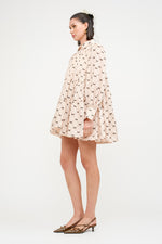 Organza Bow Printed Mini Dress