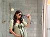 Seafoam Puff Sleeve Polka Dot Dress