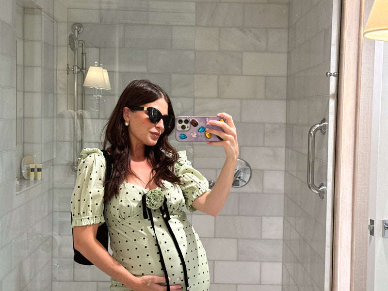 Seafoam Puff Sleeve Polka Dot Dress