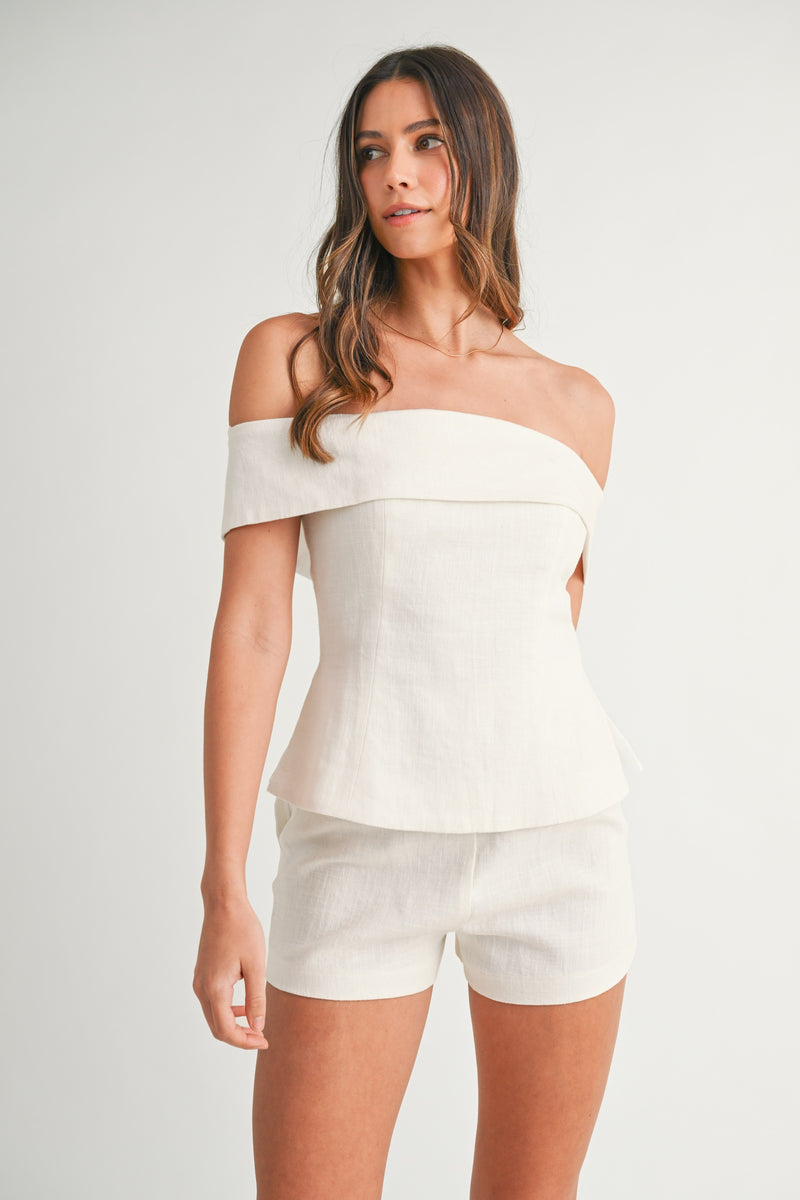 White Off The Shoulder Strapless Top