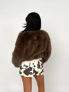 Cream & Brown Animal Print Mini Skirt
