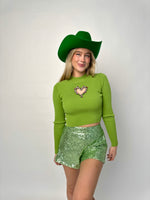 Jazzy Green Sequin Set Shorts