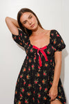 Red Floral Babydoll Dress