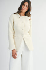 Cream Boucle Blazer Jacket