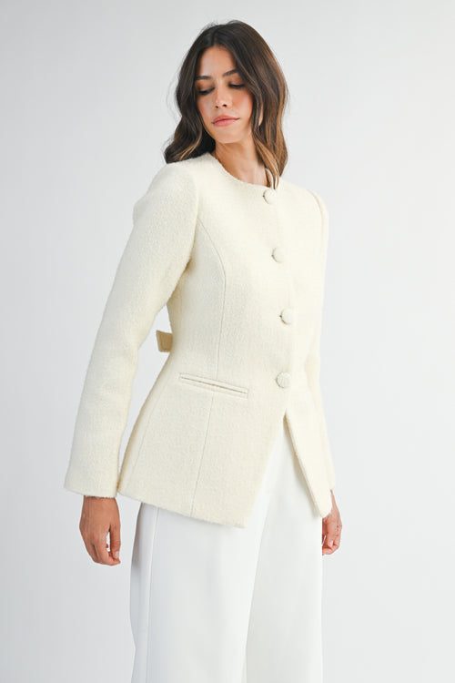 Cream Boucle Blazer Jacket