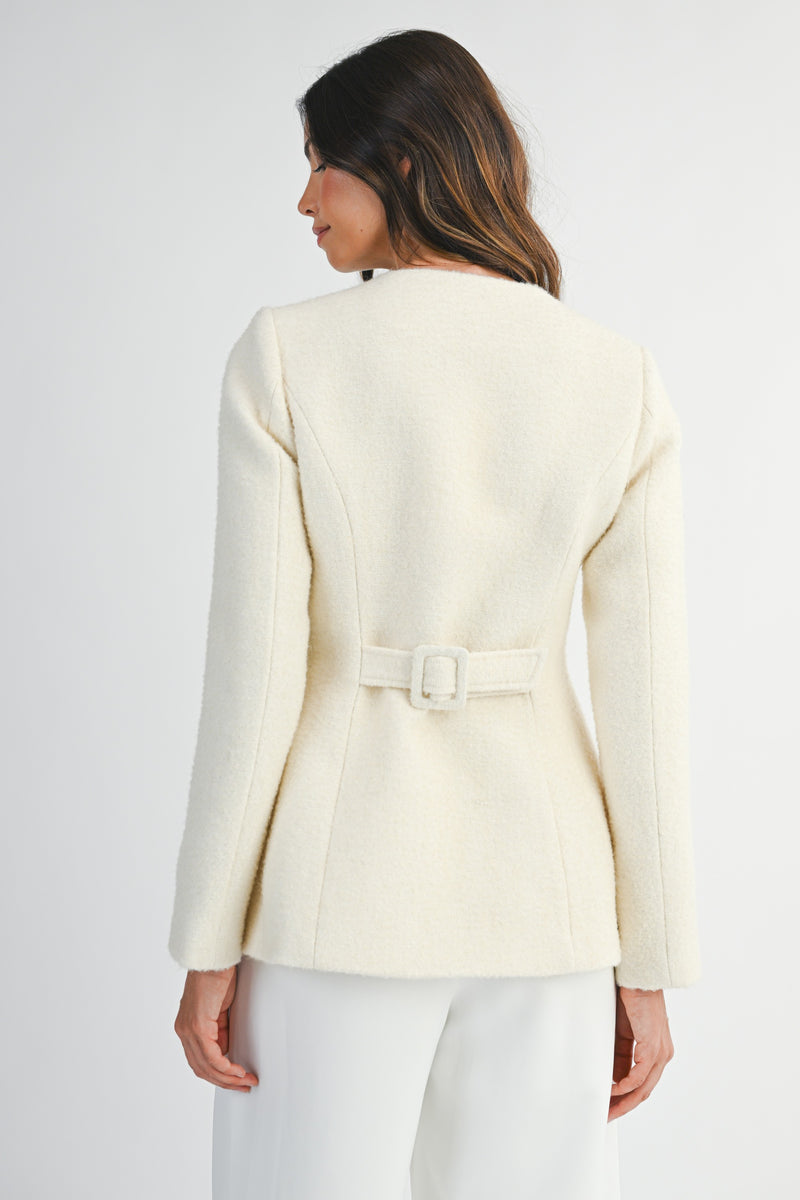 Cream Boucle Blazer Jacket