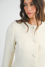 Cream Boucle Blazer Jacket