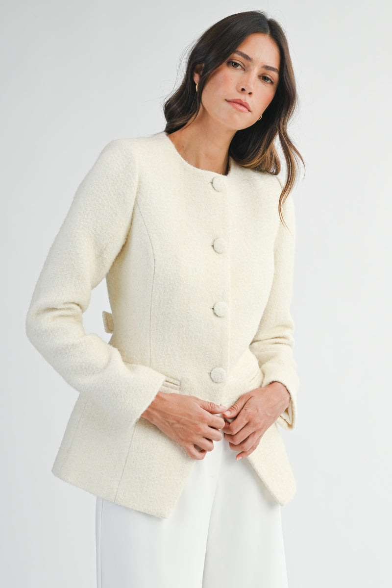 Cream Boucle Blazer Jacket