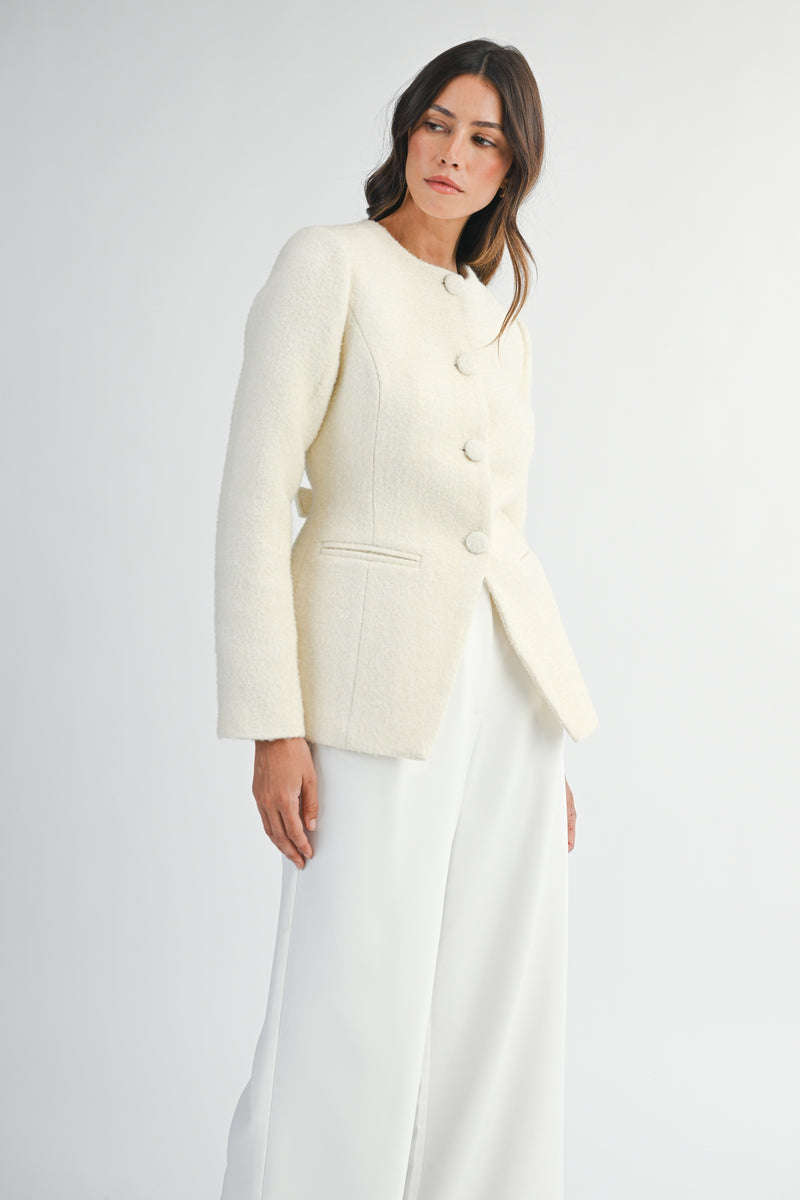 Cream Boucle Blazer Jacket