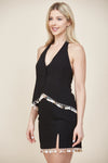 Mother of Pearl Black Linen Halter