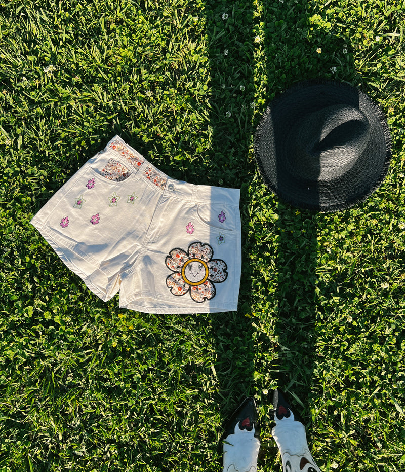 Retro Smile Flower Shorts