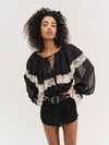 June Black Ruffled Top