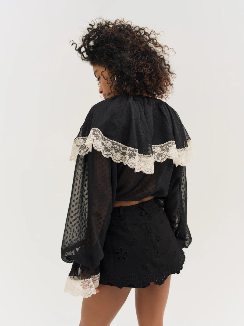 June Black Ruffled Top