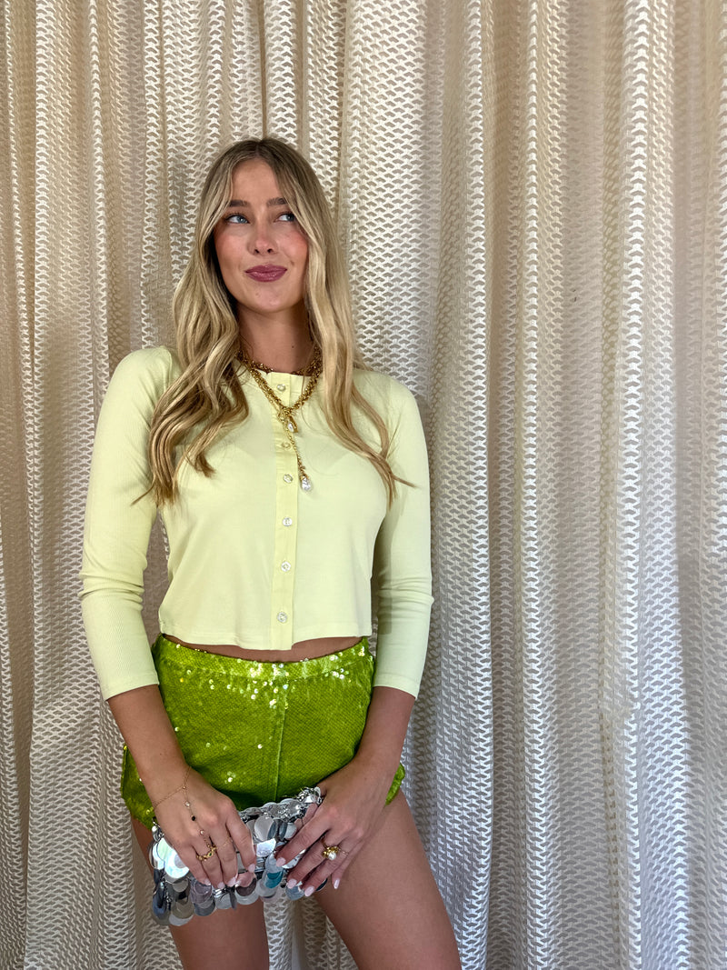 Key Lime Sequin Mini Short