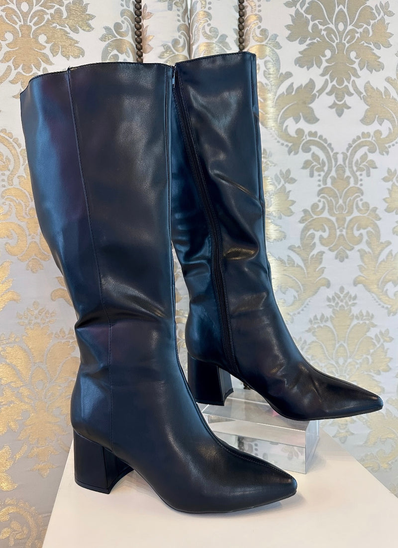 Black Pointed Toe Calf Boots