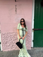 Seafoam Puff Sleeve Polka Dot Dress