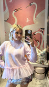 Light Pink Tulle Trim Turtleneck Sweater