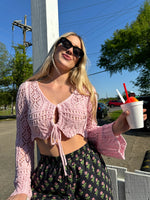 Pink Knit Crochet Top