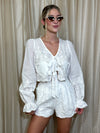 Eyelet Heart Tie Front Top