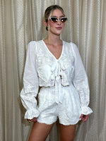 Eyelet Heart Tie Front Top