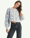 Blue Floral Cardigan Sweater