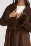Chocolate Brown Fur Cuff Coat