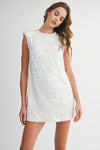 White Pearl Sequin Mini Dress