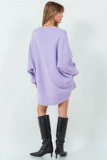 Lavender V Neck Sweater Dress