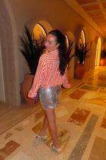 Mimi Silver Sequin Mini Skirt