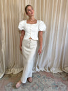 Beachside Natural Linen Midi Skirt