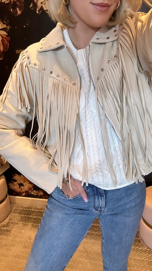 Suede Fringe Studded Jacket