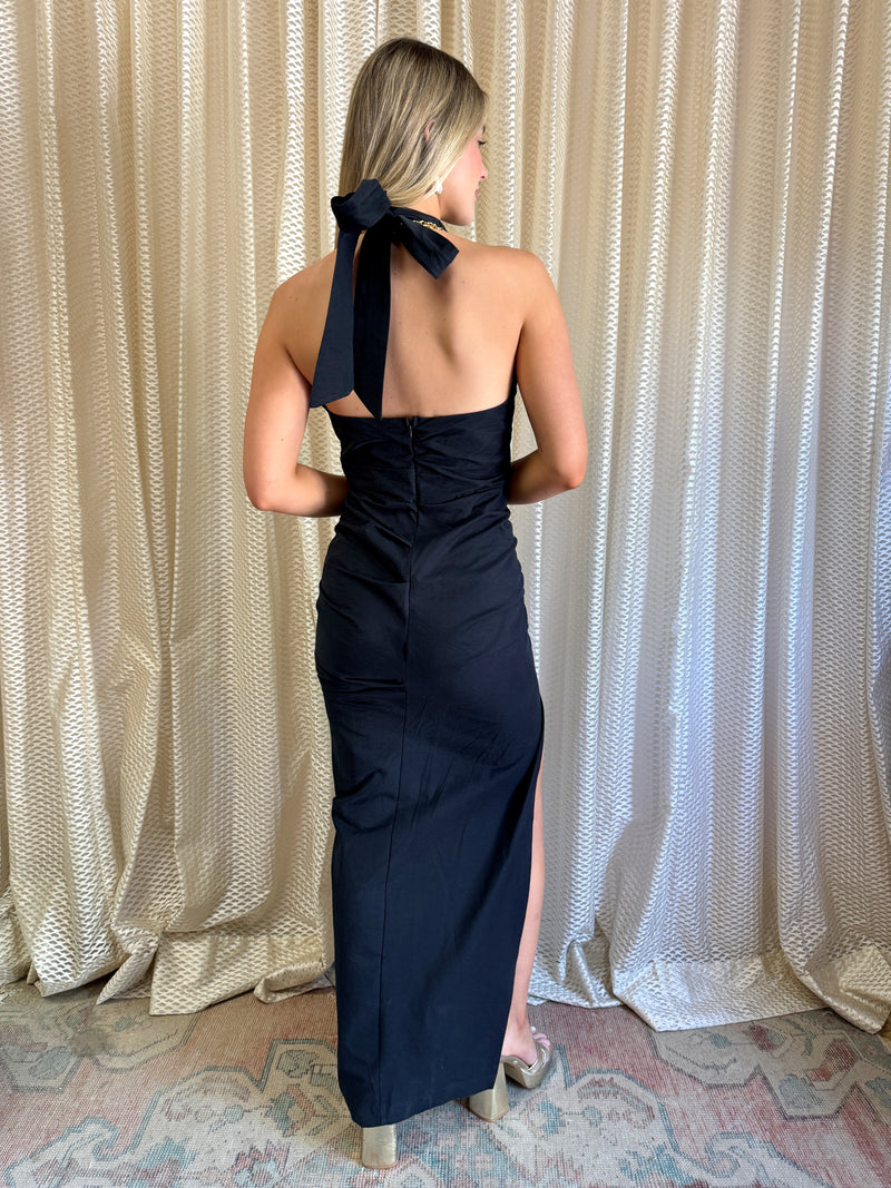 Navy Seaside Halter Dress