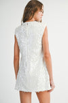 White Pearl Sequin Mini Dress