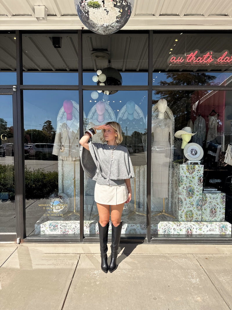 Earl Grey Knit Capelet Sweater