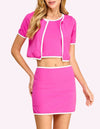 Hot Pink Contrast Athletic Cardigan