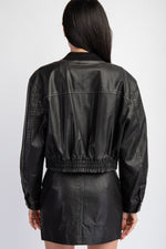 Black Faux Leather Zip Jacket