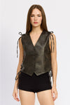 Mimi Brown Faux Leather Vest