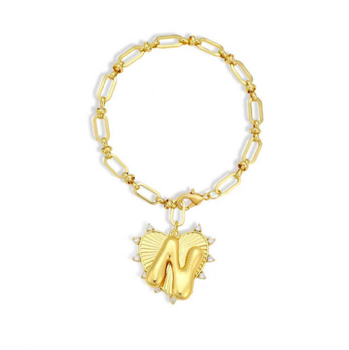Bubble Initial & Heart Bracelet