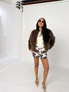 Cream & Brown Animal Print Mini Skirt