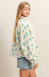 Fauna Blue Floral Sherpa Jacket